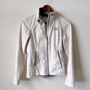 The North Face Gray and White Wind Proof Jacket with Stand-Up Collar